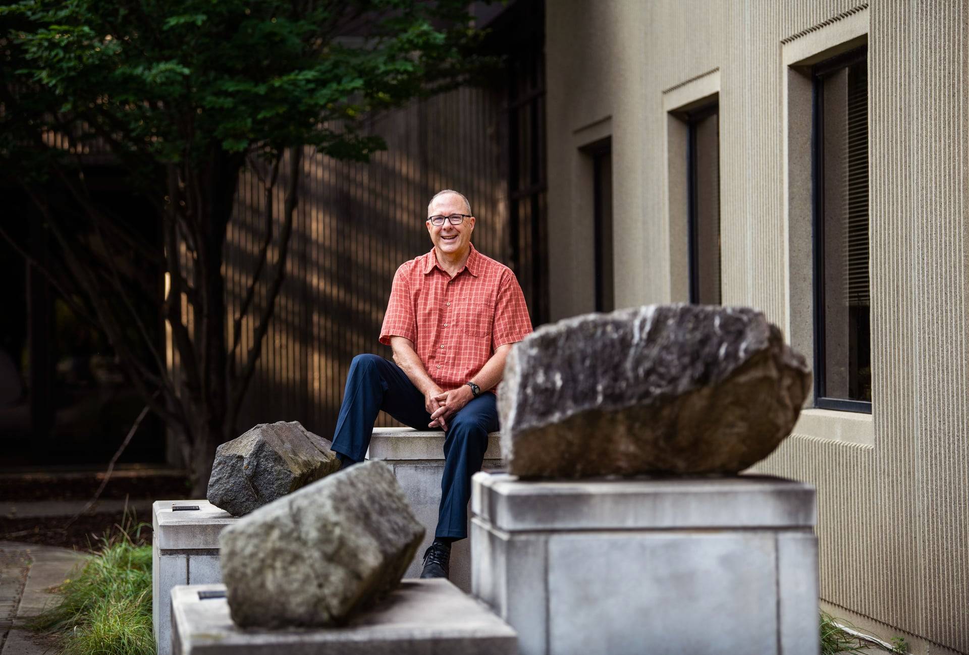 Peter Riemersma smiles in the Mackinac courtyard